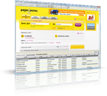 Copie d'écran AnnuCapt Pages Jaunes